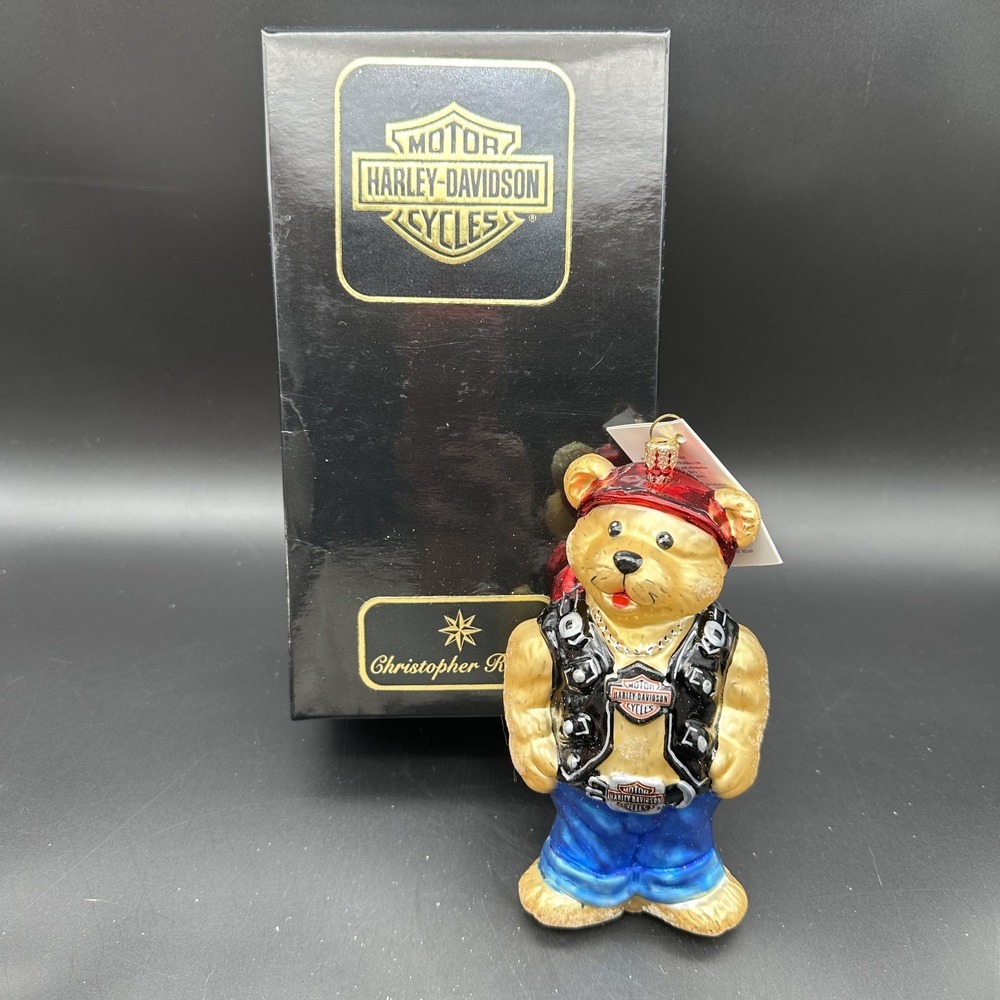 2001 CHRISTOPHER RADKO HARLEY DAVIDSON‎ BEAR ORNAMENT 01-HAR-03 6"